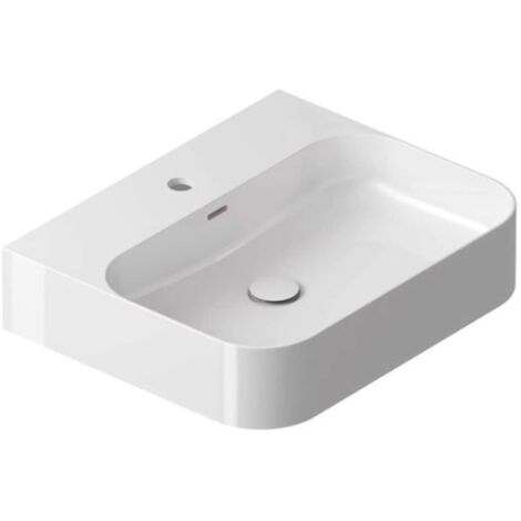 Ravak Ceramic - Lavabo da appoggio, 55x45 cm, con troppopieno, foro per rubinetto, bianco XJX01155006