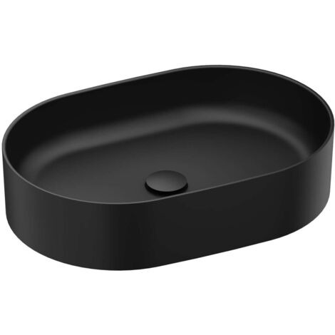 Ravak Ceramic - Lavabo sobre encimera 55x37 cm, sin rebosadero, negro mate XJX0D155000