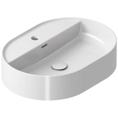 Ravak Ceramic - Lavabo sobre encimera, 55x40 cm, con rebosadero, agujero para grifo, blanco XJX01155003