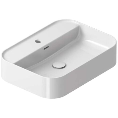 Ravak Ceramic - Lavabo sobre encimera, 55x40 cm, con rebosadero, agujero para grifo, blanco XJX01155005