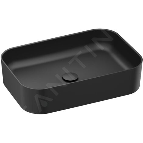 Ravak Ceramic - Vasque à poser, 55x37 cm, sans trop-plein, noir mat XJX0D155001