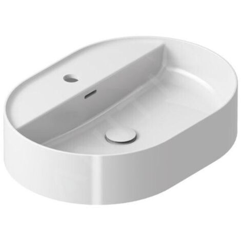 Ravak Ceramic - Vasque à poser sur plan, 55x40 mm, avec trop-plein, un trou pour robinetterie, blanc XJX01155003