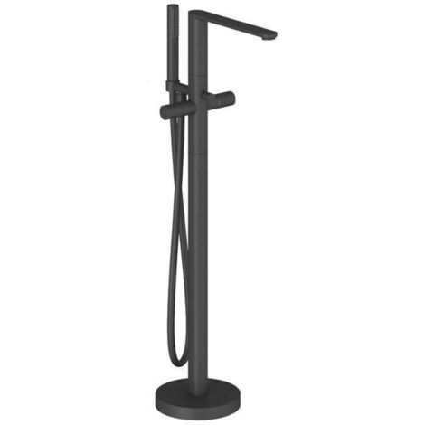 Ravak Chrome II - Miscelatore da pavimento per vasca con accessori, nero opaco X070468