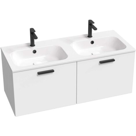 Ravak Chrome II - Mueble lavabo 120x47x49 cm, 2 cajones, blanco brillo X000001747