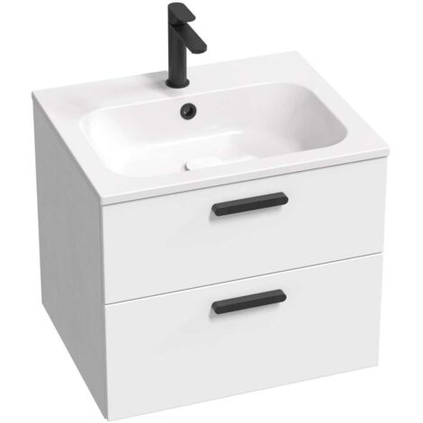 Ravak Chrome II - Mueble lavabo 60x50x49 cm, 2 cajones, blanco brillo X000001744