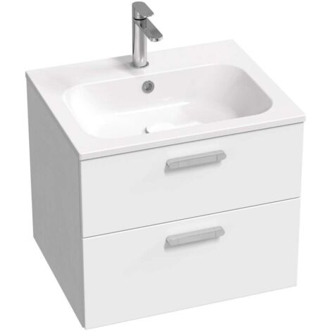 Ravak Chrome II - Mueble lavabo 60x50x49 cm, 2 cajones, blanco brillo X000001772