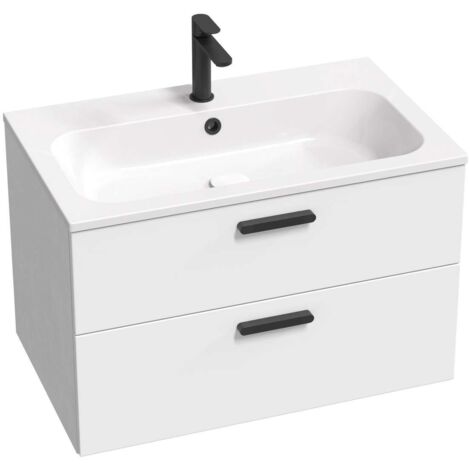 Ravak Chrome II - Mueble lavabo 80x50x49 cm, 2 cajones, blanco brillo X000001746