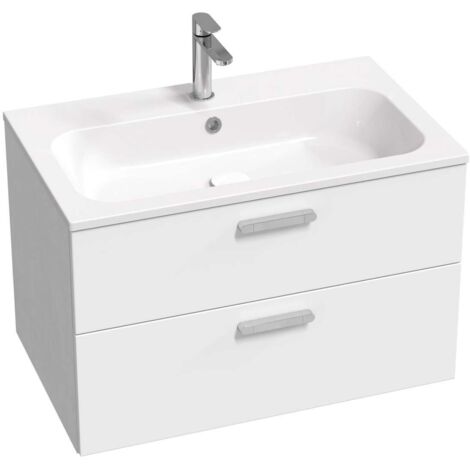 Ravak Chrome II - Mueble lavabo 80x50x49 cm, 2 cajones, blanco brillo X000001774