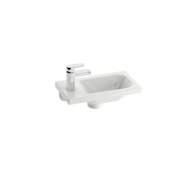 Chrome - Lave-mains 400x220 mm, avec un trou pour robinet à gauche, blanc XJGL1100000 - Ravak