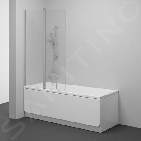 Ravak Chrome - Paroi de baignoire en deux parties CVS2, 990x1500 mm, gauche, satiné/verre transparent 7QLA0U00Z1