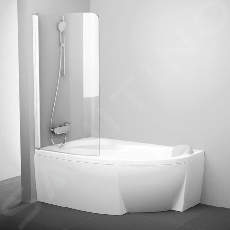 Ravak Chrome - Paroi de baignoire monobloc CVSK1 Rosa, gauche, 850x1500 mm, blanc/verre transparent 7QLM0100Y1