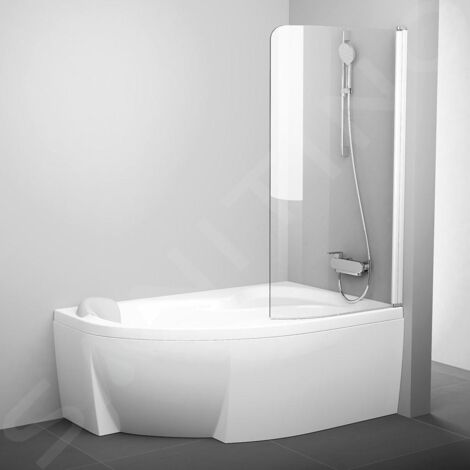 Ravak Chrome - Paroi de baignoire monobloc CVSK1 Rosa, gauche, 850x1500 mm, blanc/verre transparent 7QRM0100Y1