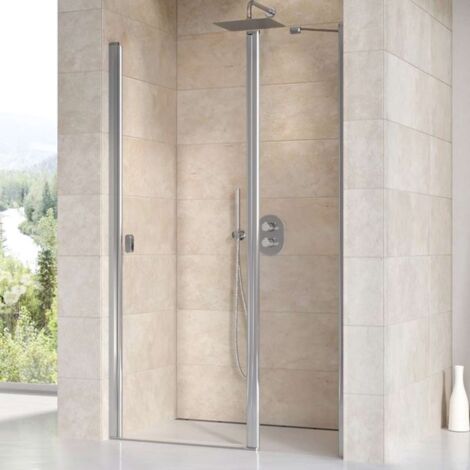 Ravak Chrome - Porta doccia a due pezzi CSD2-110, 108-111 cm, alluminio lucido/vetro trasparente 0QVDCC00Z1