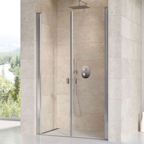 Ravak Chrome - Puerta de ducha de doble hoja CSDL2-110, 108-111 cm, aluminio brillante/vidrio transparente 0QVDCC0LZ1