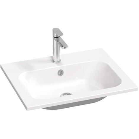 Ravak Chrome Slim - Lavabo 60x49 cm, con troppopieno, con foro per miscelatore, bianco XJG01160001