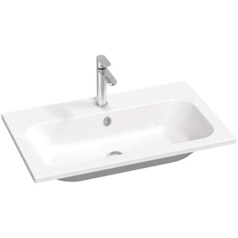 Ravak Chrome Slim - Lavabo 80x49 mm, avec trop-plein, trou pour robinetterie, blanc XJG01180001