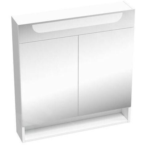 Ravak Classic II - Armoire avec glace et éclairage LED, 700x140x760 mm, 2 portes, blanc brillant X000001470