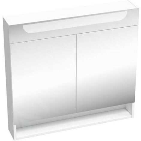 Ravak Classic II - Armoire de toilette avec éclairage LED, 800x140x760 mm, 2 portes, blanc brillant X000001471