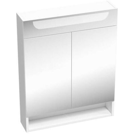 Ravak Classic II - Mobiletto a specchio con illuminazione LED, 60x14x76 cm, 2 ante, bianco lucido X000001469