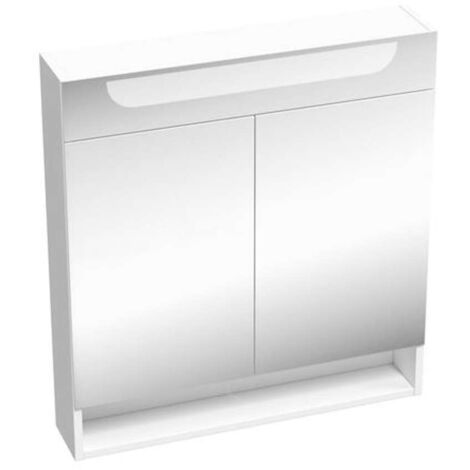 Ravak Classic II - Spiegelschrank mit LED-Beleuchtung, 70x14x76 cm, 2 Türen, weiß glänzend X000001470