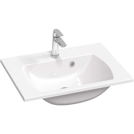 Ravak Classic Slim - Lavabo 60x45 cm, con troppopieno, con foro per miscelatore, bianco XJX01160004