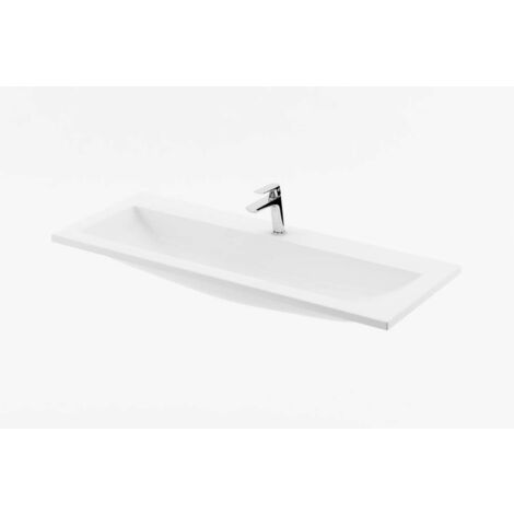 Ravak Clear - Lavabo 100x38 cm, senza sfioratore, con foro per rubinetto, bianco XJJ01110000