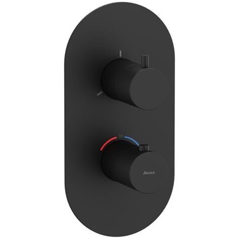 Ravak Espirit - Grifo termostático empotrado para 3 dispositivos, negro mate X070289