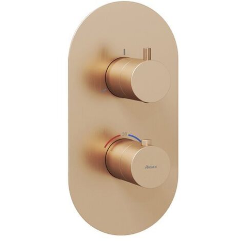 Ravak Espirit - Mezclador termostático, empotrado, para 3 aparatos, oro rosa cepillado X070363