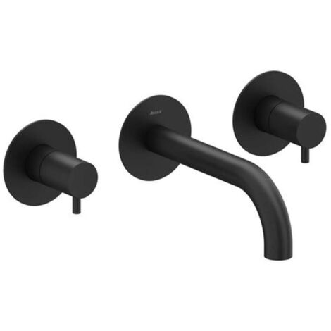 Ravak Espirit - Miscelatore per lavabo da incasso, installazione a 3 fori, con corpo, nero opaco X070276