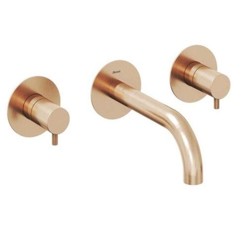 Ravak Espirit - Miscelatore per lavabo da incasso, installazione a 3 fori, con corpo, oro rosa spazzolato X070350