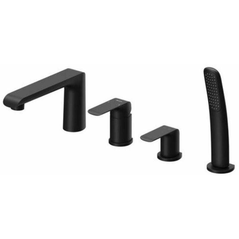 Flat - Mitigeur pour montage sur bord de baignoire, installation 4 trous, noir mat X070176 - Ravak