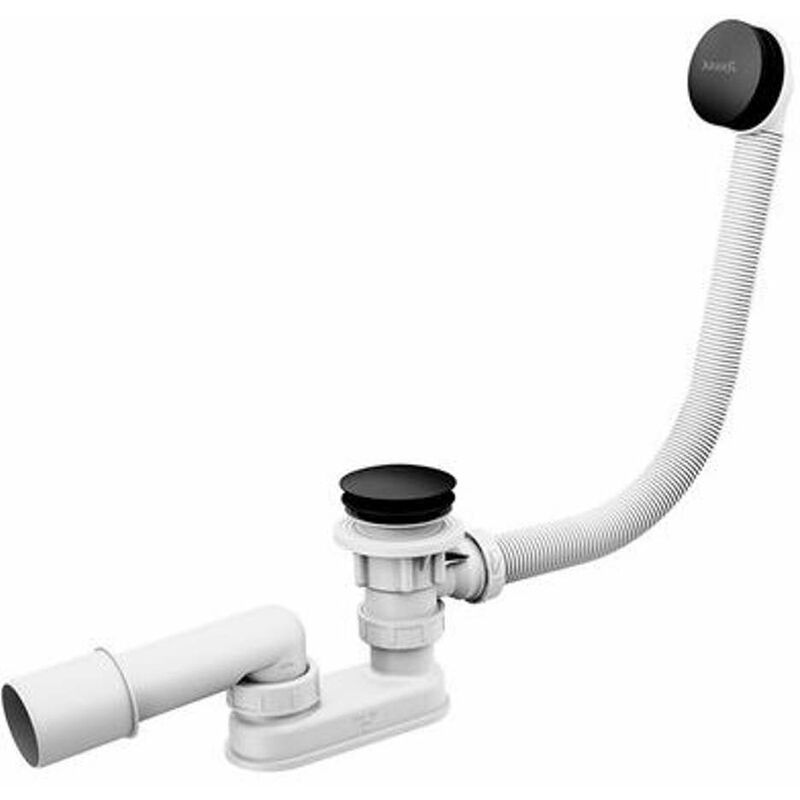 Ravak Garnitures de vidage - Garniture de vidage et trop-plein pour baignoire, longueur 570 mm, ClickClack, noir mat X01746