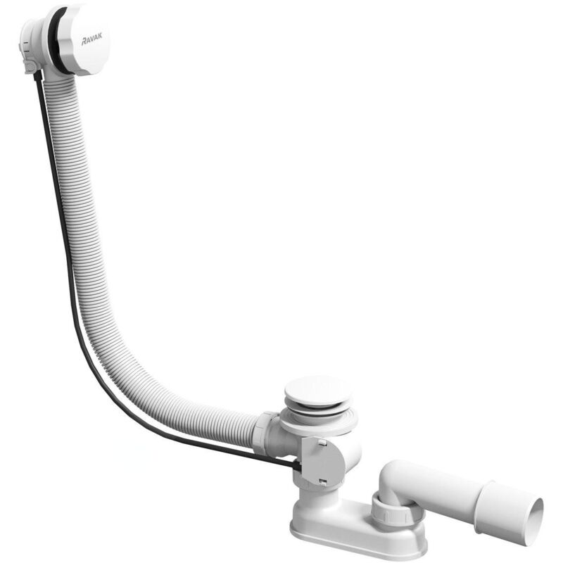 Garnitures de vidage - Kit vidange et trop-plein pour baignoire, longueur 570 cm, blanc mat X01843 - Ravak