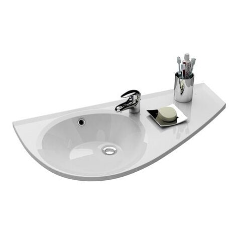Ravak Lavabo Avocado Comfort 85x45cm, stile asimmetrico salvaspazio, orientamento dritto, con foratura e troppopieno XJ1P1100000