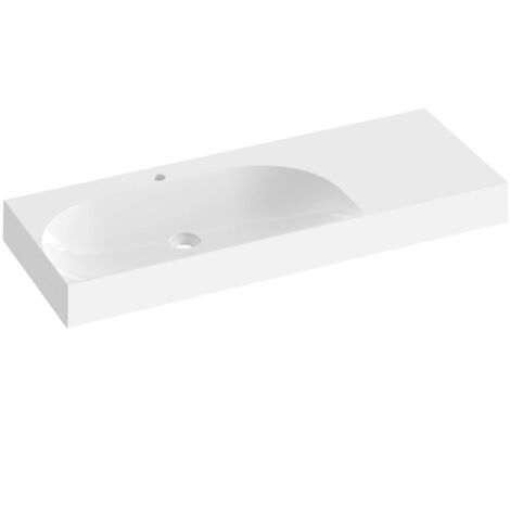 Ravak Lite - Lavabo 120x45 cm, senza troppopieno, foro per miscelatore, bianco XJXP1212000