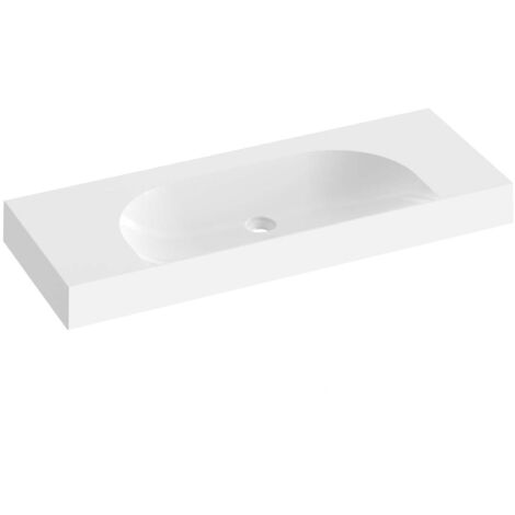Ravak Lite - Lavabo, 120x45 cm, sin rebosadero, sin orificio para grifo, blanco XJX01312000