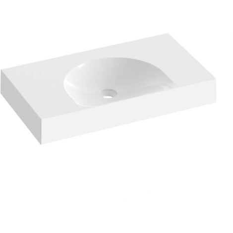 Ravak Lite - Lavabo 80x45 cm, senza troppopieno, senza foro per miscelatore, bianco XJX01380000