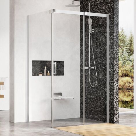 Ravak Matrix - Cabine de douche en trois parties MSDPS-120/80 R, 1185-1205x785-805 mm, satin/verre clair 0WPG4U00Z1