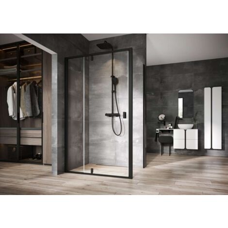 Ravak Nexty - Feste Seitenwand 80 cm, Schwarz/Klarglas 90O40300Z1