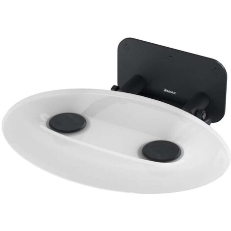 Ravak Ovo P II - Sedile per doccia trasparente/nero, 41x35 cm, nero/chiaro B8F0000056