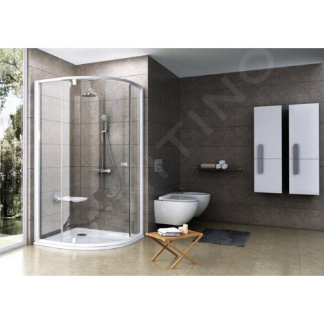 Ravak Pivot - Cabine de douche quart de rond PSKK3-90, 870-895 mm, cadre blanc/verre clair 37677101Z1