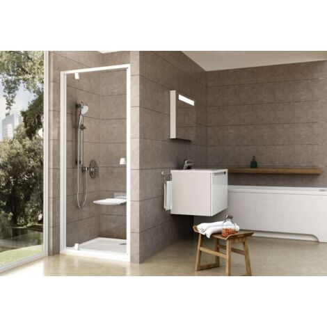 Ravak Pivot - Puerta de ducha, 76-81 cm, blanco/vidrio transparente 03G40101Z1