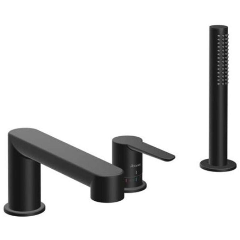 Puri - Robinetterie pour montage sur bord de baignoire, installation 3 trous, noir mat X070186 - Ravak