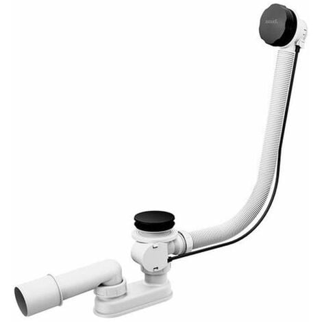 Ravak Sistemi di scarico - Sistema di scarico e troppopieno per vasca da bagno, lunghezza 570 mm, bowden, nero opaco X01745