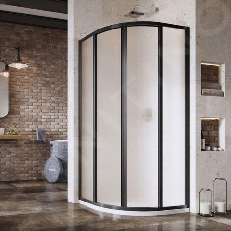 Ravak Supernova - Cabine de douche quart de rond en quatre parties SKCP4-80, 775-795 mm, noir/verre Grape 3114O302ZG