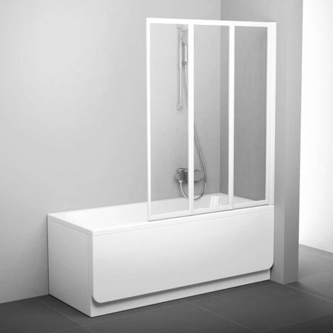 Ravak Supernova - Faltbare dreiteilige Badewannenwand VS3 115, 115x140 cm, weiß/transparentes Glas 795S0100Z1