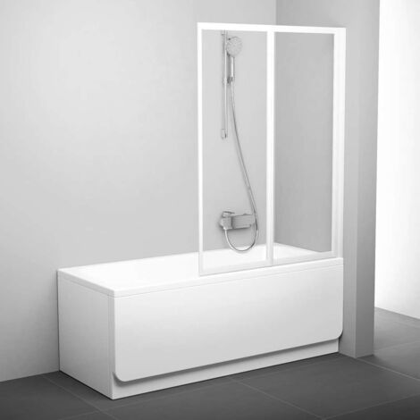 Ravak Supernova - Mampara de baño abatible en dos partes VS2 105, 105x140 cm, cristal blanco/transparente 796M0100Z1