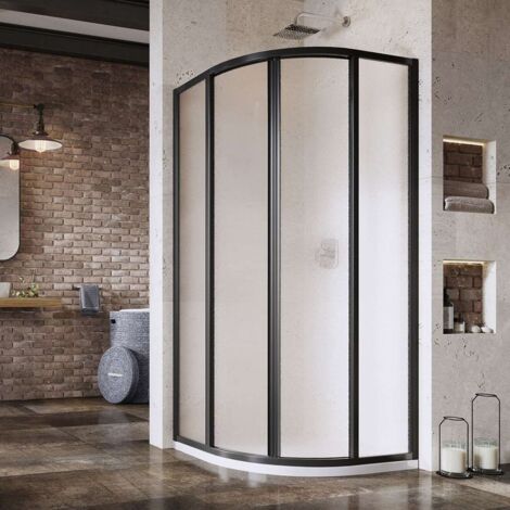 Ravak Supernova - Mampara de ducha quarto de círculo SKCP4-80, 78-80 cm, negro/cristal Grape 3114O302ZG