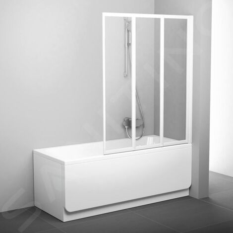 Ravak Supernova - Pare-baignoire rabattable en trois parties VS3 130, 1296x1400 mm, blanc/verre transparent 795V0100Z1