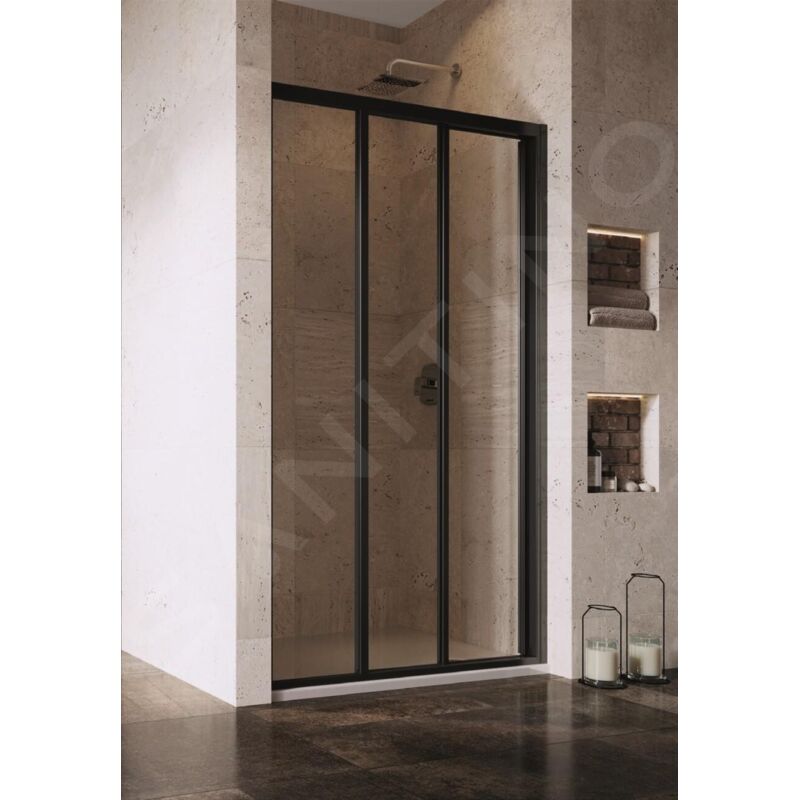 Supernova - Porte de douche Slim en trois partie ASDP3-80, 77-81 cm, noir/verre transparent 00V403R2Z1 - Ravak